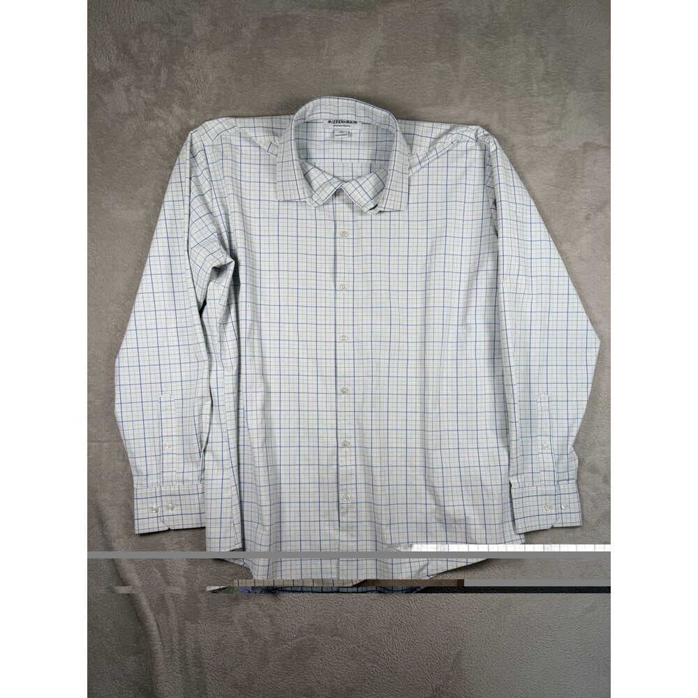 Mizzen + Main Shirt Mens XL Blue Check Trim Fit Leeward Long Sleeve Performance